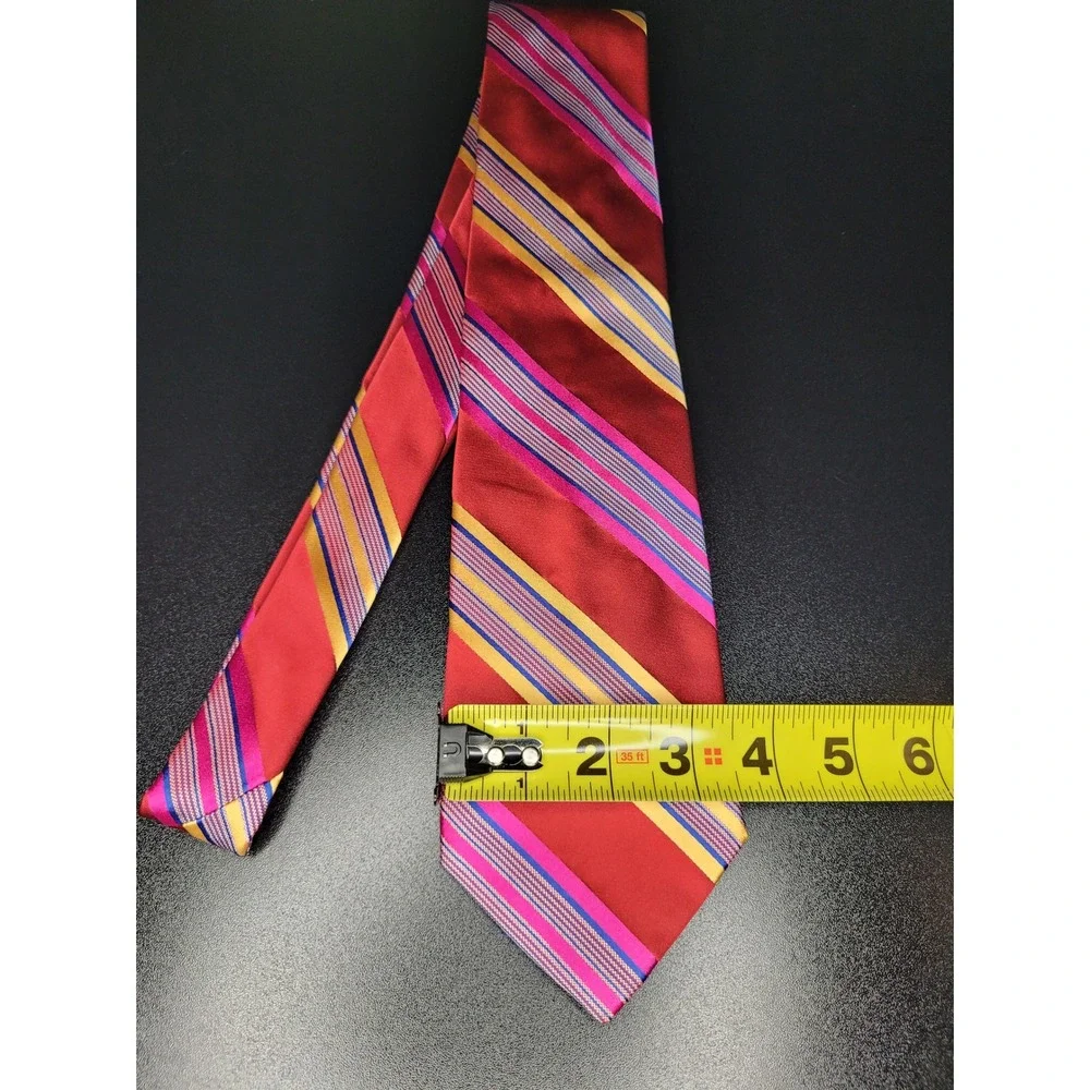 Valentino Men's Necktie Red Striped Silk 3.75